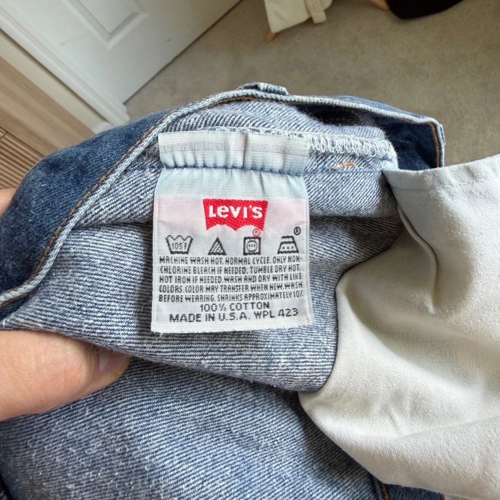 Levis 501xx Mens 44x30 Blue Denim Jeans Made in USA Straight‎ Leg Button Fly